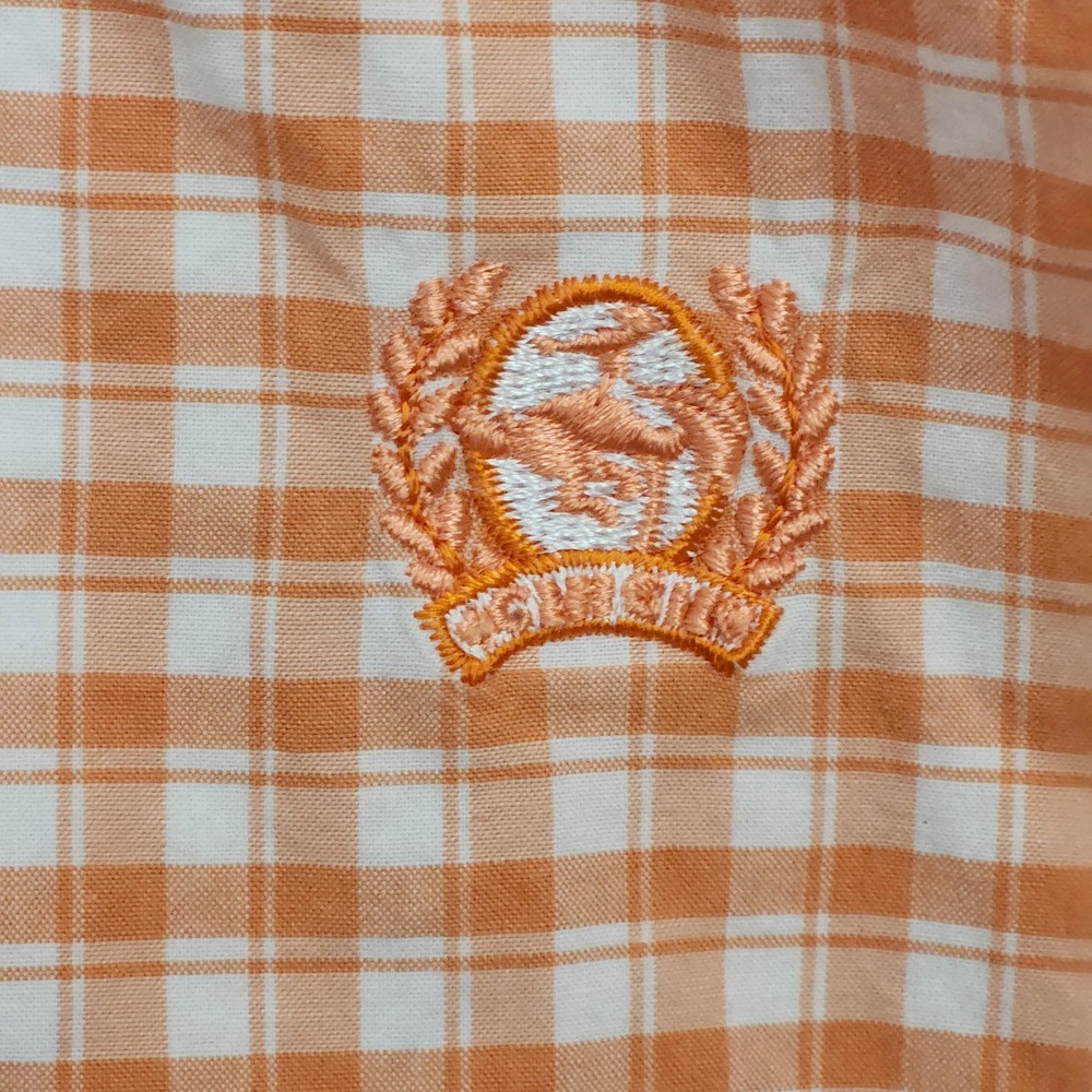 Cinch Orange Gingham Button Down Western Shirt Me… - image 6